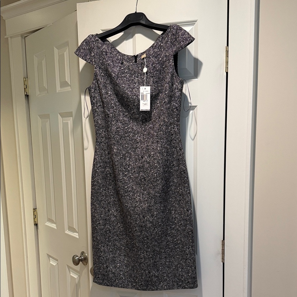 Michael Kors Black and Gray Midi Dress